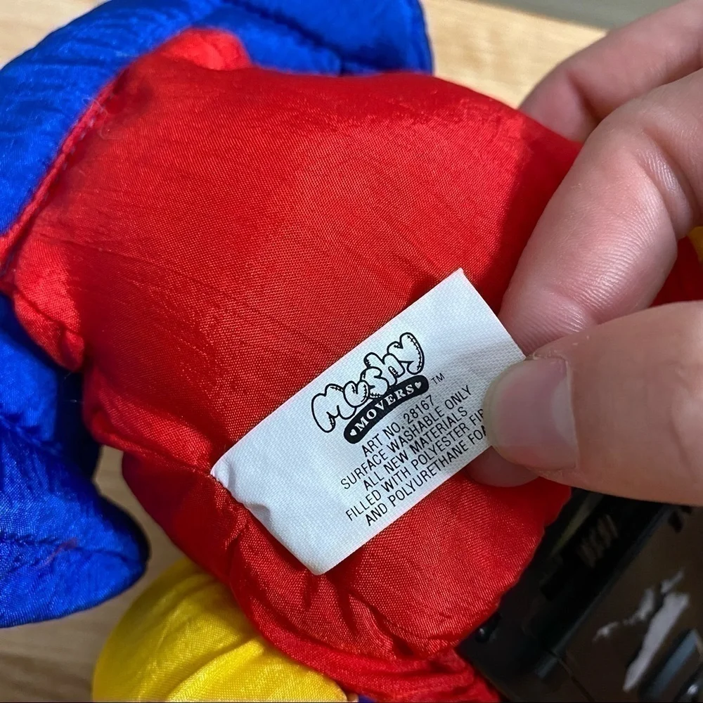 Mushy Mover Vintage Nylon Race Car Blue Red Plush